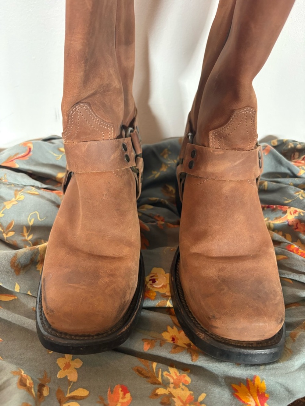 Boulet Cowboy Boots Women 7.5 C Wide Square Toe Leather Made in Canada